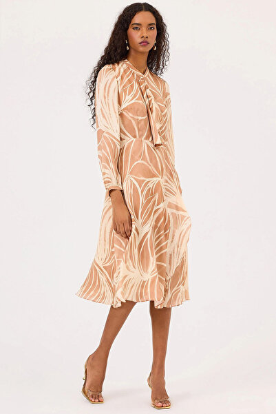 SEÇİL Μίνιμαλ μοτίβο μακρυμάνικο φόρεμα μίντι