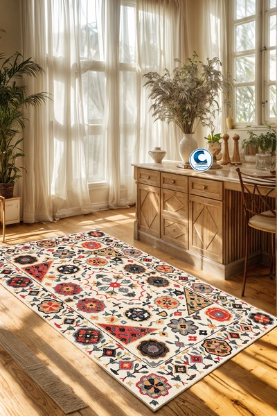 Confidence Home Dijital Baskı Yıkanabilir Kaymaz Taban Salon Halısı Mutfak Ha...