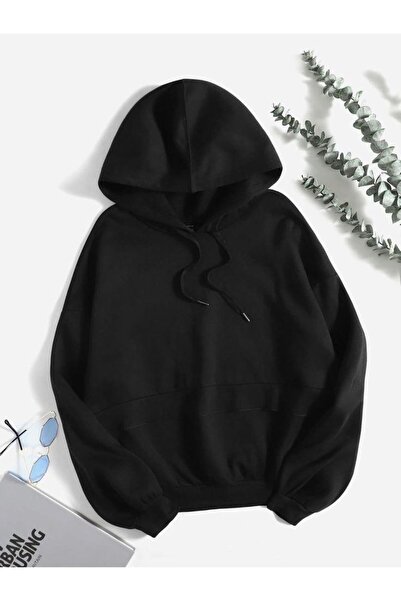 JustBS ЧОРНА 2-НИТКОВА СВІТШОТ З КАНГУРУ-КИШЕНЕЮ