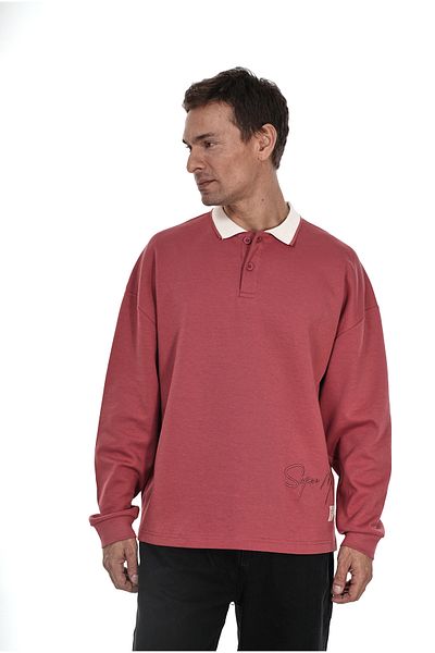 Butik Trend We Polo Neck Front and Back Embroidery Embroidered Oversize Fit Sweatshirt