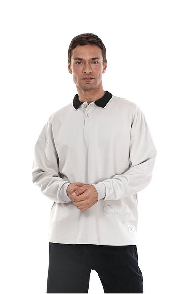 Butik TREND BIZ Πόλο γιακάς μπροστά και πίσω Κεντημένο φούτερ Oversize Fit