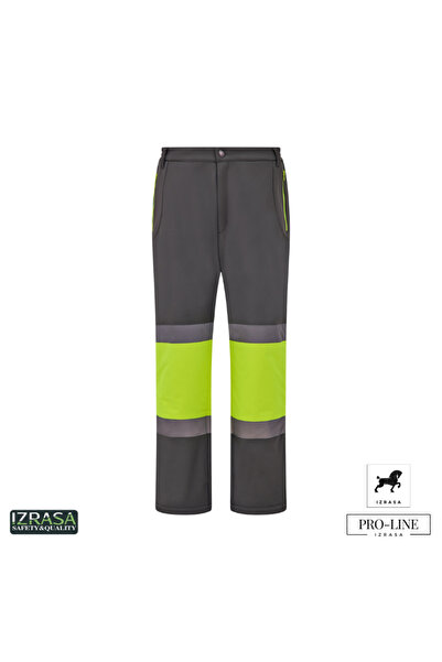 Izrasa ™ Softshell Reflektörlü Gri Pantolon Dizler Oxford