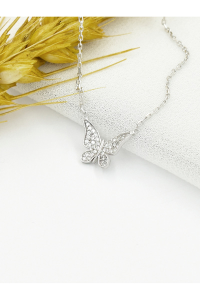 Brezza Lusso Jewelry 925 Ayar Zarif Model Minimal Kelebek Gümüş Kadın Kolye
