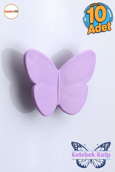 Badem10 Plastic Fluture Liliac 10 Bucăți Camera Copiilor Fată Băiat Capac Dulap Mobilier Bucătărie Mâner Sertar