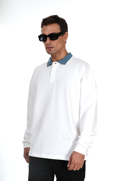 Butik TREND BİZ Поло з вишитим логотипом спереду та ззаду, оверсайз-фасон, світшот