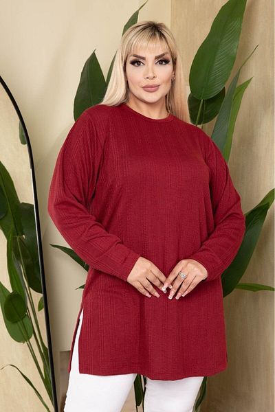 EMEZ Burgundy Tunic Blouse Plus Size Blouse