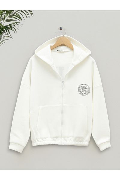 Modamorfo Kapuzenpullover mit elastischem Rock und Aufschrift