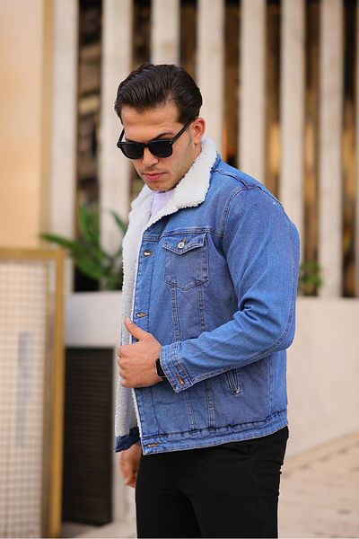 Pobudo Dark Blue Men's Sheepskin Coat