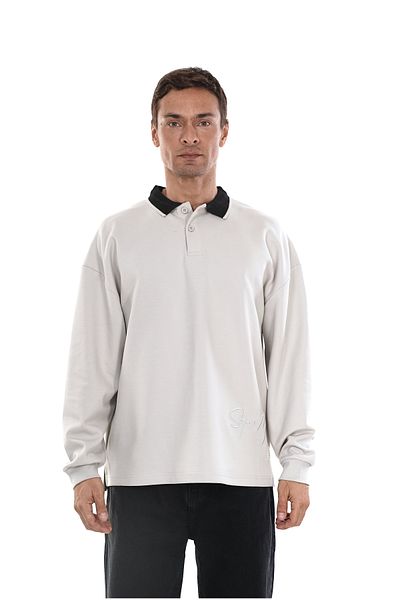 Butik TREND BIZ Πόλο γιακάς μπροστά και πίσω Κεντημένο φούτερ Oversize Fit