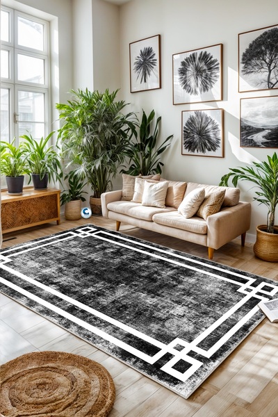 Confidence Home Halı Dijital Baskı Yıkanabilir Kaymaz Taban Salon Halısı Mutf...
