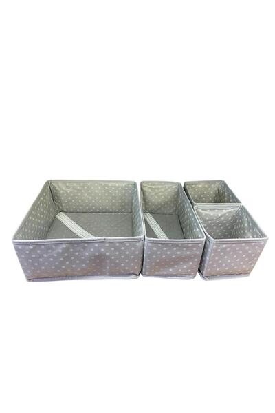 Bayev Coco Polka Dot Set of 4 - Drawer and Sock Organizer, Shawl Organizer, Fabric Box
