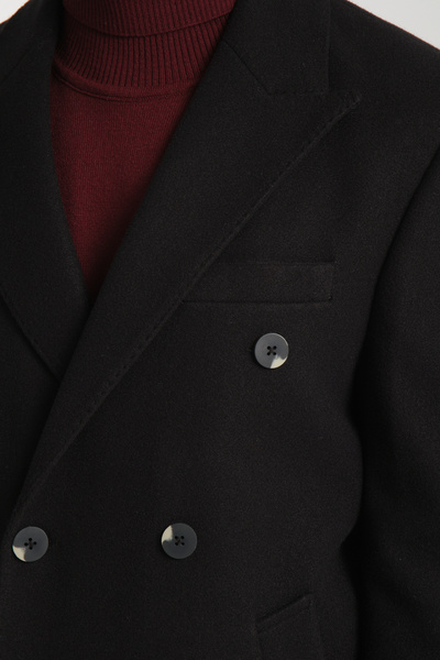 Frappoli Standard Fit Men's Thick Double Breasted Coat-Coat