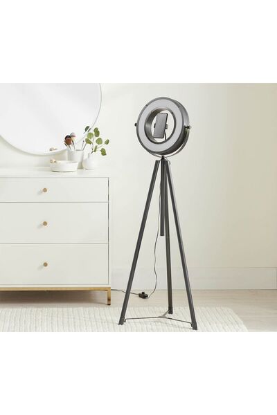 Pottery Barn iLED Halka Işık Zemin Lambası, Antik Bronz Kaplama, Sağlam Çelik ve Alüminyum Malzeme