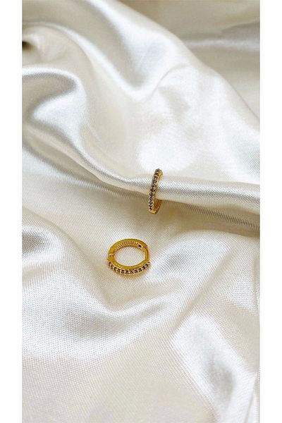 Eylülün Takısı Gold Color Zircon Stone Elegant Hoop Earrings