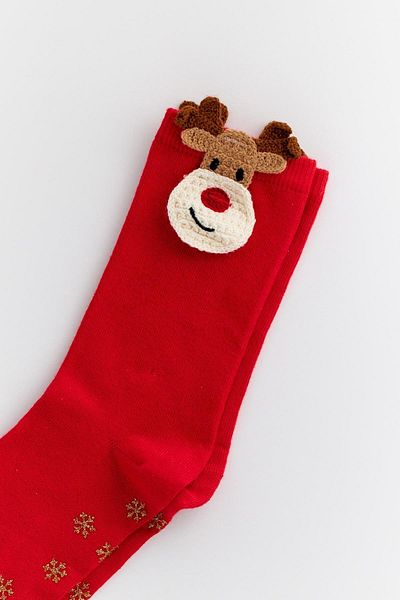 Katia&Bony New Year's Red SocKs - Pompom Detailed