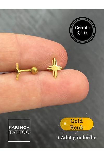 Karınca Piercing Unisex Gold Color Glitter Fashion Ear Piercing