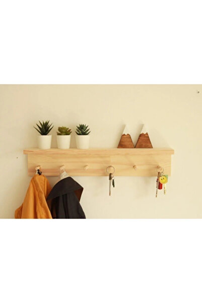 decoraid Ahşap Modern Raflı Duvar Askılık