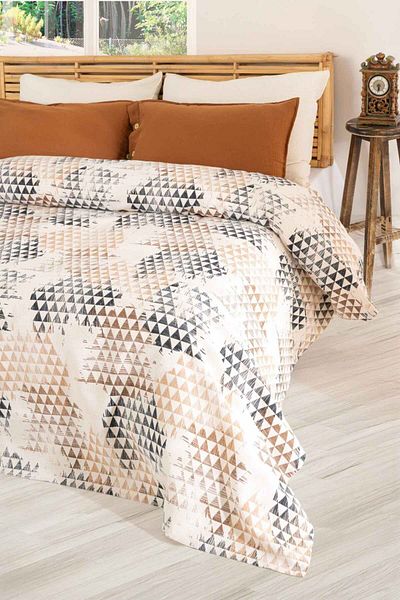 Cozy Nest مفرش سرير مزدوج مطبوع - قطن طبيعي 100%، نمط بيكيه، 190x220 سم (7 أنماط مختلفة)