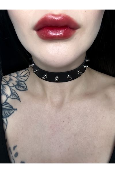 DarkellaStore Gothic Gothic Punk Blunt Spiked Leather Choker Neck Collar Blunt Spiked Choker Neck Collar