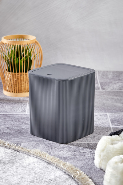 Homie Line Çizgili Kare Kapaklı Klik Çöp Kovası Banyo Mutfak