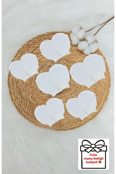 Lumos Trade White Set of 6 Pairs Unisex Baby Newborn Gloves - Organic Cotton Combed