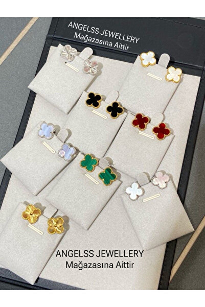 ANGELSS JEWELLERY Küpe Van Cleef (RENGİNİ SEÇİNİZ) Yonca Model Küpe (BORDO BEYAZ YEŞİL GÜMÜŞ GOLD SİYAH)