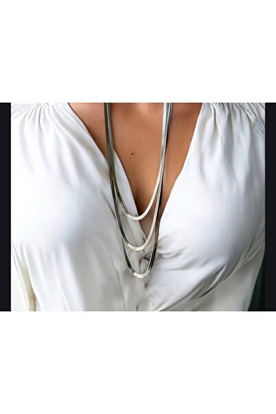 feyza collection 3lü ايطالي Ince Zincir celik Kolye