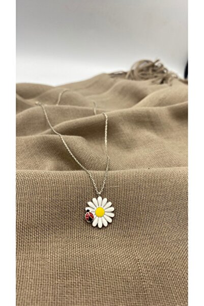 SURA SILVER PAPATYA&UĞUR BÖCEĞİ MODEL 925 AYAR RODYUM GÜMÜŞ KOLYE