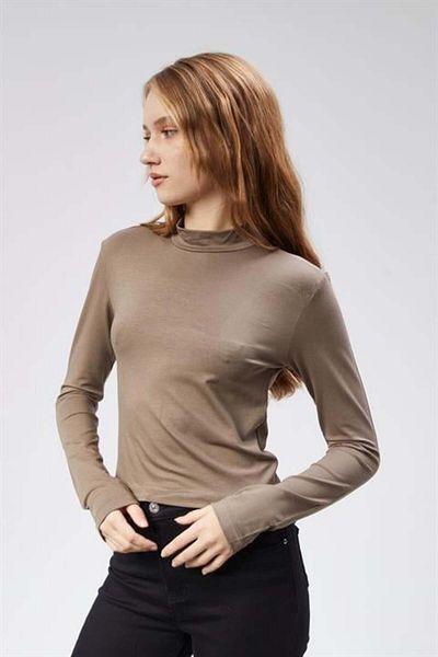 TF The Fancy For You The Fancy Women's Viscon Turtleneck Long Sleeve Mink