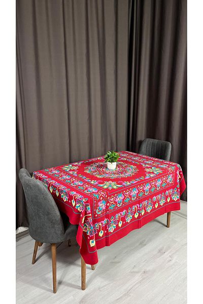 Sobe Hediyelik Stylish and Useful Red Tablecloth – Hamamiye Pattern 170X170