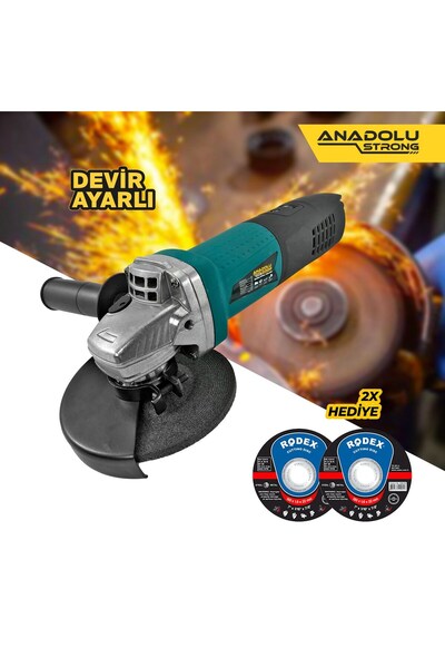 Anadolu Strong ANS1006 Devir Ayarlı Spral Taşlama 1100 watt 125 mm Disk Çapı 2 Adet Disk Hediye