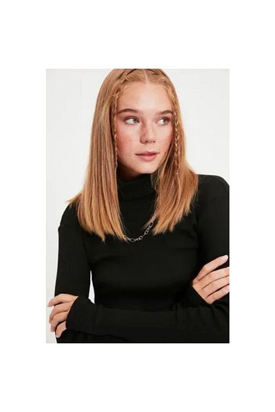 Lonca Tekstil Tricoturi tricotate elastice, cu detaliu pentru degete, cu gât negru/ajustat pe corp