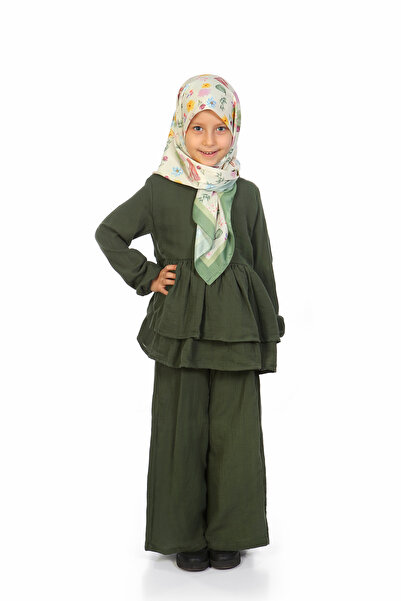 Yusa Baby Kids Tesettür Anne Kız Kombin Soft Pamuklu Yeşil Çocuk Eşarp 80x80 ...