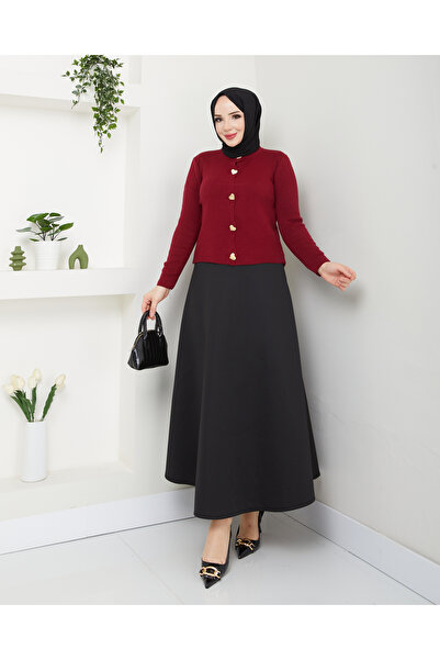 modapark.ist Γυναικείο Σετ Φούστα και Ζακέτα Καρδιά Πλεκτό