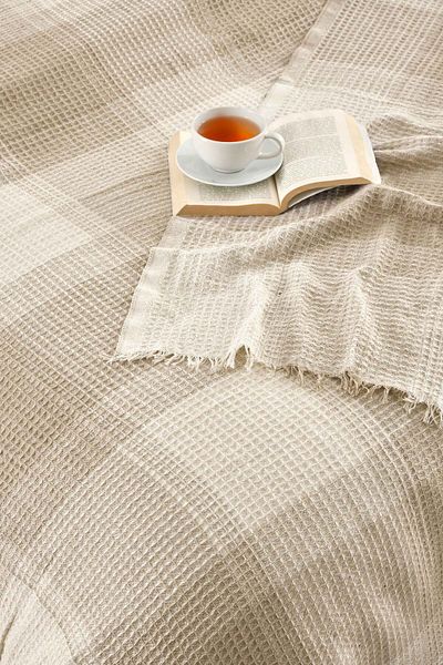 Rebeka Home Collection Beige Plaid Gunes Model - Double Pique 200X230