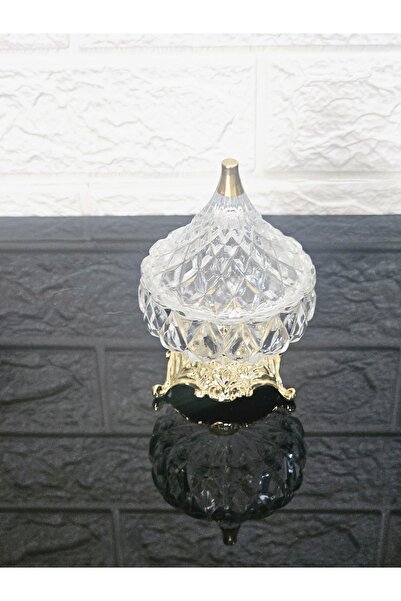 atabey home 1 Piece Fine Pattern Cast Iron Standing Dome Turkish Delight Cup Gold Detailed Mini Turkish Delight Cup 11 cm