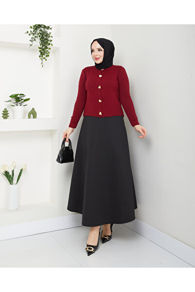 modapark.ist Γυναικείο Σετ Φούστα και Ζακέτα Καρδιά Πλεκτό