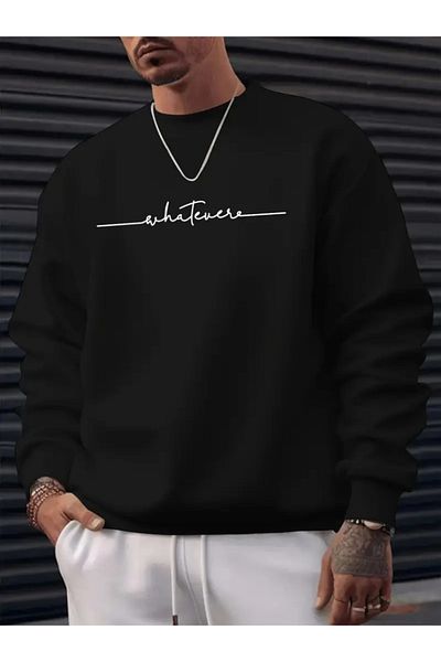 Femella Women Fashion Ανδρική μακρυμάνικη μπλούζα με λαιμόκοψη με στάμπα με δύο κλωστές