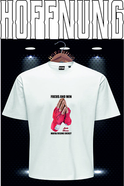 HOFFNUNG Μπλουζάκι Unisex Focus And Win Oversize Crew Neck εμπριμέ μπλουζάκι