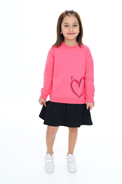 Toontoy Fusta pentru fetiță rochie din catifea inimă cu imprimeu