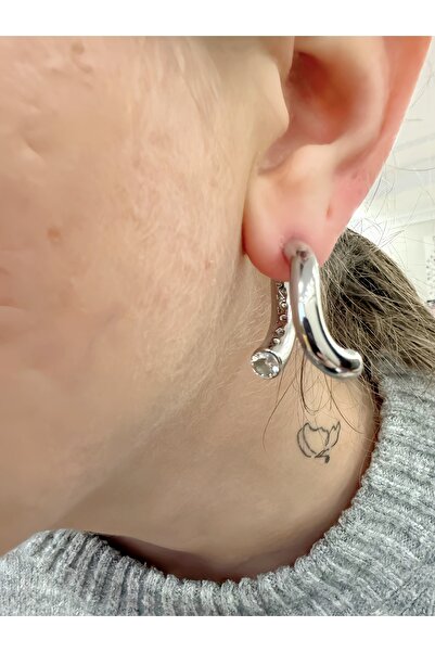 Gümüş sandık Sallantılı Çapraz Taşlı Küpe - Pınar Deniz Küpe