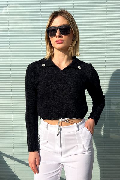 ModaPlaza Pulover de damă cu guler broșă 6807