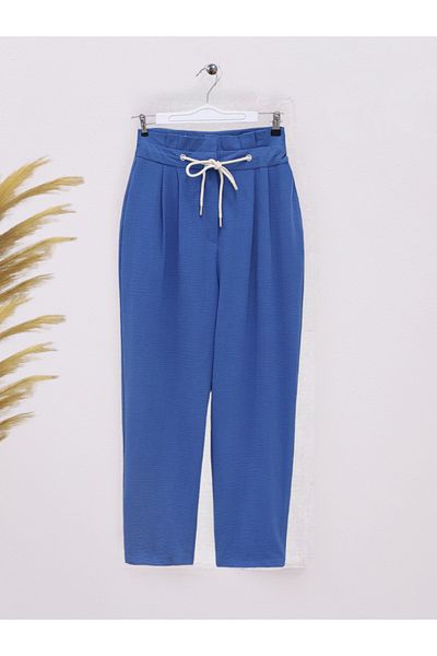 Modamorfo Pocketed Ayrobin Trousers with Waist Tie Detail