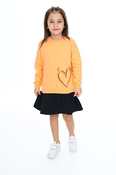 Toontoy Fusta pentru fetiță rochie din catifea inimă cu imprimeu