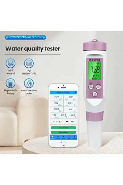 TEKNO İSTANBUL Dijital Bluetooth 7'si 1 arada pH Metre EC ORP SG Tuz Sıcaklık...