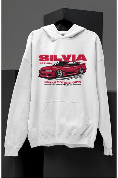 Fuddy Moda Φούτερ Unisex Nis-san Silvia S14 με στάμπα με κουκούλα