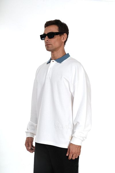 king brich Ανδρικό φούτερ Kingbrich Polo Collar με λεπτομέρεια Oversize Fit