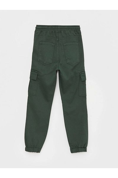 LC Waikiki Lcw dětské zelené chlapecké cargo jogger kalhoty s elastickým pasem