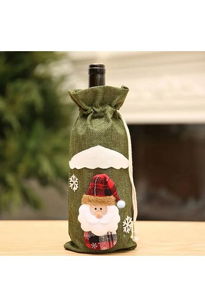 Dodemert Home Classic Green Linen Christmas and New Year Bottle Case