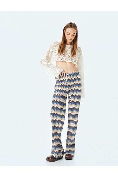 Koton High Waist Wide Leg Lace-Up Trousers